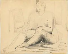 Seated Nude by Henry Moore, 1928, crayon, charcoal and watercolour on paper, sold Oct 2023