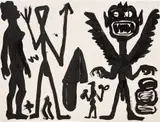 A. R. Penck, Untitled, 1981, India ink and graphite on paper laid on linen