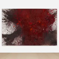 Schüttbild by Hermann Nitsch, 2012, acrylic with blood on jute, offered Oct 2023