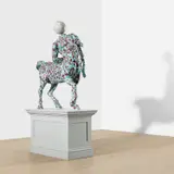 Yinka Shonibare Cbe Ra, The Furietti Old Centaur, 2018, cast fibreglass, hand-painted with Dutch wax Batik pattern and bespoke hand-coloured globe, on artist's wooden plinth