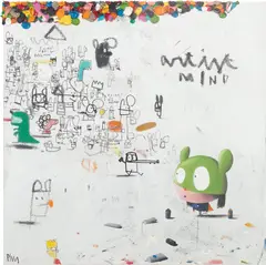Edgar Plans, Untitled, 2019, acrylic, pastel, graphite and marker on canvas