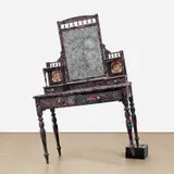 Bharti Kher, Make up (as you go along), 2010, wooden dressing table, mirror, bindis and glass bricks