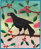 Ben Sledsens, Crow With Berries, 2017, oil and acrylic on canvas
