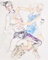 Howard Tangye, Anenomes, 2015-2017, pastel, pen and watercolour on Bockingford paper