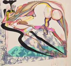 Lil' Dapple Do Ya by Christina Quarles, 2020, acrylic on canvas, sold Oct 2023