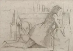 Balthus, Étude pour ‘Le Peintre et son modèle’, 1977, pencil on paper