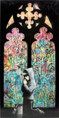 Banksy, Forgive Us Our Trespassing, 2011, spray paint and domestic gloss on plywood