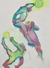 Maria Lassnig, Competition III, 2000, oil on canvas