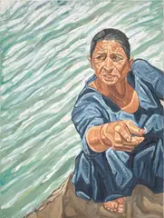Raghav Babbar, The Bath in Holy River, 2021, oil on canvas