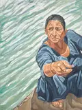 Raghav Babbar, The Bath in Holy River, 2021, oil on canvas