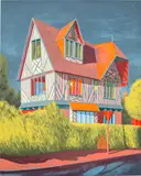 Alfie Caine, Houlgate Villa, 2020, acrylic on panel