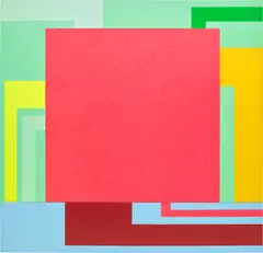 Peter Halley, Soul Control, 1991, acrylic, fluorescent acrylic and Roll-a-Tex on 2 adjoined canvases