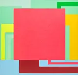 Peter Halley, Soul Control, 1991, acrylic, fluorescent acrylic and Roll-a-Tex on 2 adjoined canvases
