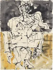 Untitled by Georg Baselitz, 2014, ink and watercolour on paper, sold Dec 2023
