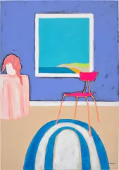 Duncan McCormick, In a Blue Room with no Curtains, 2022, acrylic and watercolour on canvas