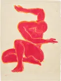 Red Figure Posing by Tunji Adeniyi-Jones, 2016, monotype on paper, sold Dec 2023