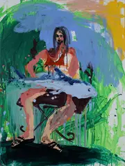 June by Cristina de Miguel, 2021, acrylic on canvas, offered Dec 2023