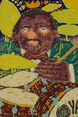 Koichi Sato, A Solo Percussionist, 2021, acrylic and oil on canvas