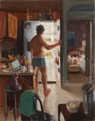 Untitled by Larry Madrigal, 2020, oil on panel, offered Dec 2023