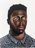 Moses Sumney by Otis Kwame Kye Quaicoe, 2019, oil on card, sold Dec 2023