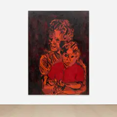 Tony Bevan, Mother & Child, 1986, acrylic, pigment and charcoal on canvas