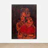 Tony Bevan, Mother & Child, 1986, acrylic, pigment and charcoal on canvas