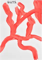 Untitled (guts) by David Shrigley, 2011, acrylic on paper, sold Dec 2023