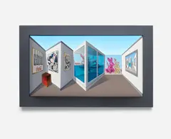 Patrick Hughes, Appropriately, 2018, oil on panel, in artist's frame