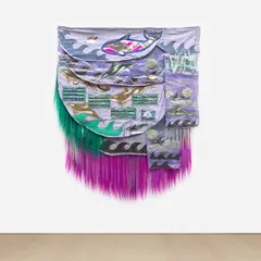 Orca by Zadie Xa, 2019, fabric, bleached denim, faux fur and synthetic hair, offered Dec 2023