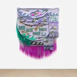 Zadie Xa, Orca, 2019, fabric, bleached denim, faux fur and synthetic hair