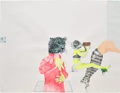 Ruby Onyinyechi Amanze, Dangerous [Alien] Women, 2015, graphite, ink, printed paper collage and metallic enamel on paper