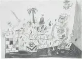 Eddie Martinez, Love is a Battlefield #4, 2006, graphite on paper