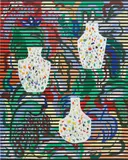 Sol Calero, Sol Pintura (vases), 2016, acrylic and mosaic on canvas
