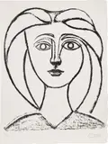 Jeune fille aux grands cheveux (Young Girl with Long Hair) (Bl. 380, M. 12) by Pablo Picasso, 1945, Lithograph, on Arches paper, the full sheet, sold Jan 2023