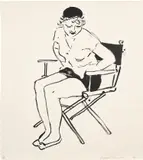 David Hockney, Celia in the Director's Chair (Gemini G.E.L. 916, M.C.A.T. 244), 1980, Lithograph, on Kurotani paper, with full margins