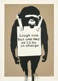 Laugh Now by Banksy, 2003, Screenprint in colours, on buff wove paper, the full sheet, sold Jan 2023