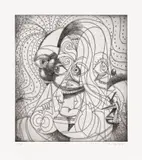 George Condo, The Insane Clown, 2019, Etching with drypoint, on wove paper, with full margins