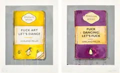 Harland Miller, Fuck Art, Let's Dance and Fuck Dancing, Let's Fuck (Diptych), 2011, The pair of screenprints in colours, on Somerset paper, with full margins