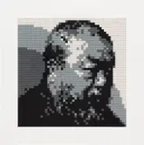Ai Weiwei, Self-Portrait in LEGO, 2017, LEGO bricks multiple, within a card mount (as issued), contained in the original grey card presentation box with printed portrait