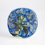 Vase au bouquet (Vase with Bouquet) (R. 304) by Pablo Picasso, 1956, White earthenware round plate painted in colours with partial brushed glaze, sold Jan 2023