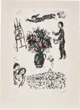 Bouquet sur la ville (Bouquet over the Town) (M. 1009) by Marc Chagall, 1983, Lithograph in colours, on Arches paper, with full margins, sold Jan 2023
