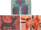 Rufino Tamayo, Rufino Tamayo 15 Aguafuertes (15 Etchings): three plates (P. 260-261, 263), 1979, Three etchings with carborundum in colours, on Guarro paper, the full sheets
