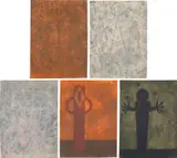 Rufino Tamayo, Rufino Tamayo 15 Aguafuertes (15 Etchings): five plates (P. 250-253, 255), 1979, Five etchings with carborundum in colours, on Guarro paper, the full sheets
