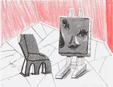 Celia with Chair (M.C.A.T. 306) by David Hockney, 1986, Home-made print executed on an office colour copy machine, on Arches Text paper, the full sheet, sold Jan 2023