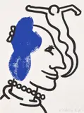 Keith Haring, The Story of Red and Blue: number 6 (L. p. 130), 1989, Lithograph in black and blue, on light wove paper, with full margins