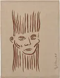 Keith Haring, Portrait of Joseph Beuys, from For Joseph Beuys (L. pp. 60-61), 1986-87, Screenprint in brown, on canvas