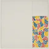 Jasper Johns, 6 Lithographs (after "UNTITLED 1975"): #4 (Gemini G.E.L. 743, U.L.A.E. 177), 1976, Lithograph in colours, on BFK Rives newsprint gray paper, with full margins