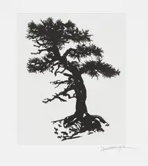 Raqib Shaw, Black Pine Specimen Bonsai at the Sausage Factory, Spring 2016, 2016, Etching, on Hahnemühle paper, with full margins