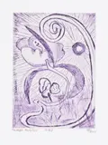 Shara Hughes, Night Opening, 2022, Etching in violet, on BFK Rives paper, with full margins
