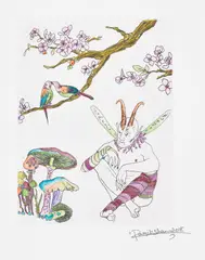 Raqib Shaw, Midsummer Night's Dream, 2017, Etching with hand-colouring in watercolour, on Fine Art paper, with full margins